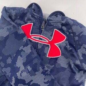 Under‎ Armour Full Zip Hoodie Jacket Red Logo Blue Camo Activewear Size 6